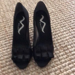 Last chance! Nina black satin heels